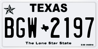 TX license plate BGW2197