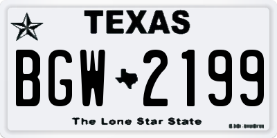 TX license plate BGW2199