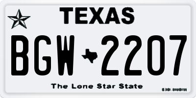 TX license plate BGW2207
