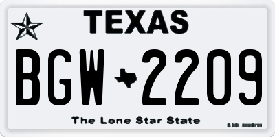 TX license plate BGW2209