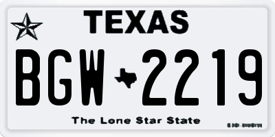 TX license plate BGW2219