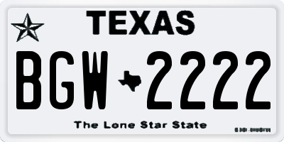 TX license plate BGW2222