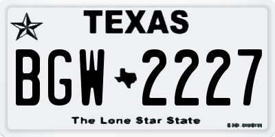 TX license plate BGW2227