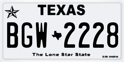 TX license plate BGW2228