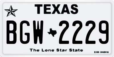 TX license plate BGW2229
