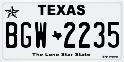 TX license plate BGW2235