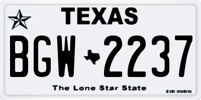 TX license plate BGW2237