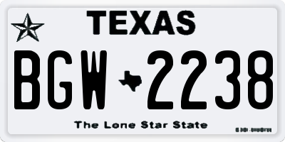 TX license plate BGW2238