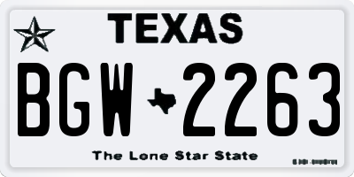 TX license plate BGW2263