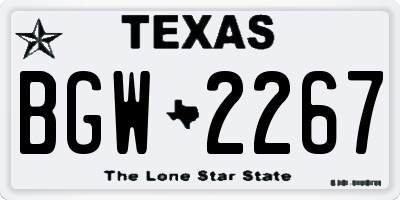 TX license plate BGW2267