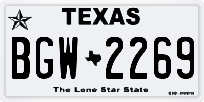 TX license plate BGW2269