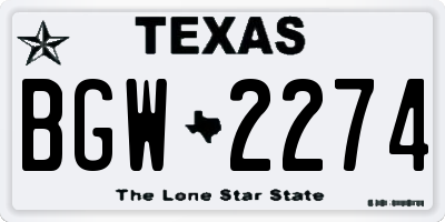 TX license plate BGW2274