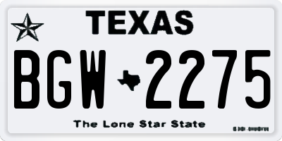 TX license plate BGW2275