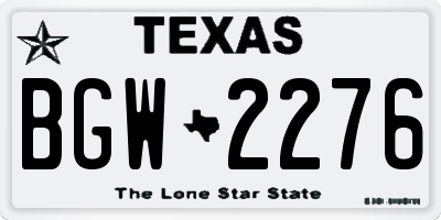 TX license plate BGW2276