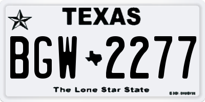 TX license plate BGW2277