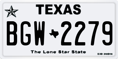 TX license plate BGW2279