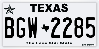 TX license plate BGW2285