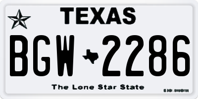 TX license plate BGW2286