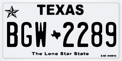 TX license plate BGW2289