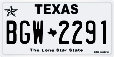 TX license plate BGW2291