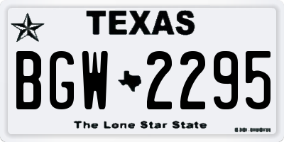 TX license plate BGW2295