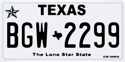 TX license plate BGW2299