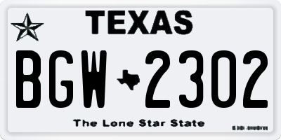 TX license plate BGW2302