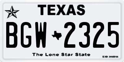 TX license plate BGW2325