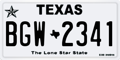 TX license plate BGW2341