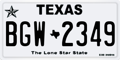 TX license plate BGW2349