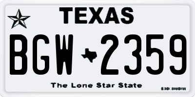TX license plate BGW2359