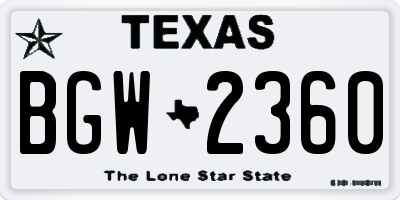 TX license plate BGW2360