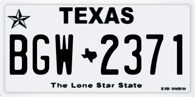 TX license plate BGW2371