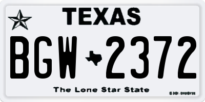 TX license plate BGW2372