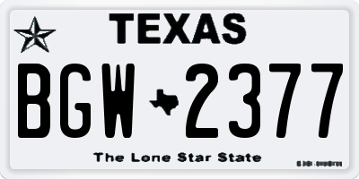 TX license plate BGW2377