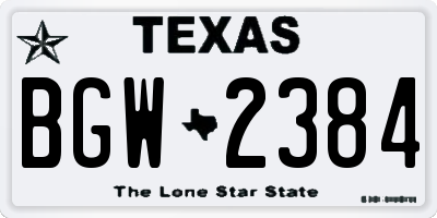 TX license plate BGW2384