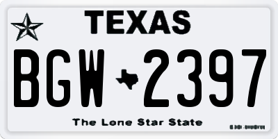 TX license plate BGW2397