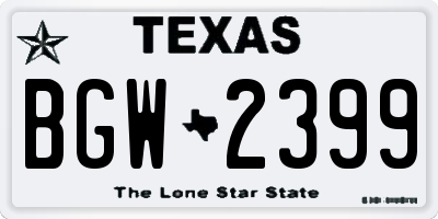 TX license plate BGW2399