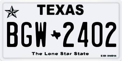 TX license plate BGW2402