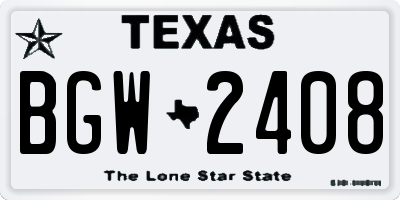 TX license plate BGW2408