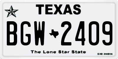 TX license plate BGW2409