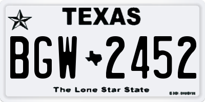 TX license plate BGW2452
