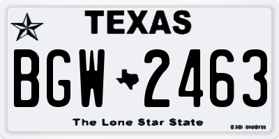 TX license plate BGW2463