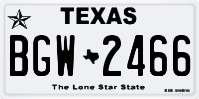 TX license plate BGW2466