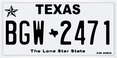 TX license plate BGW2471