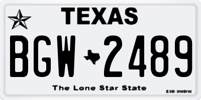 TX license plate BGW2489