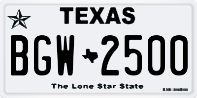 TX license plate BGW2500