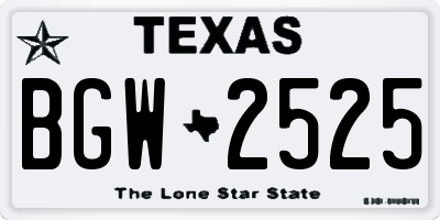 TX license plate BGW2525