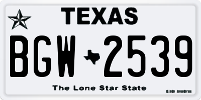 TX license plate BGW2539