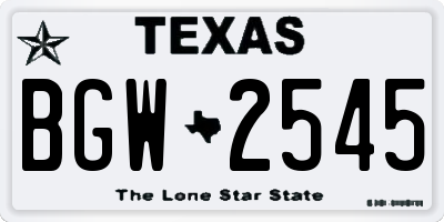 TX license plate BGW2545
